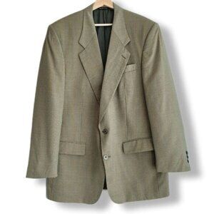 SAVILE ROW 100% Wool Blazer Jacket Plaid Beige Men's Sz 42 R